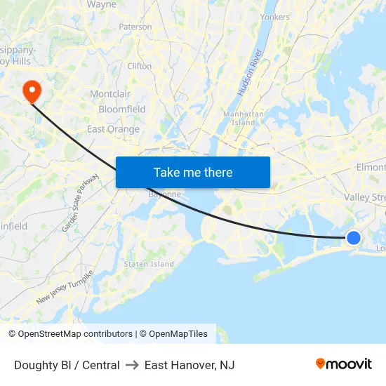 Doughty Bl / Central to East Hanover, NJ map