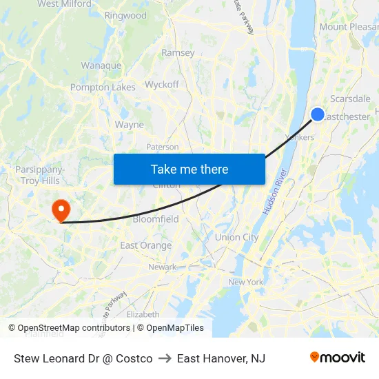 Stew Leonard Dr @ Costco to East Hanover, NJ map