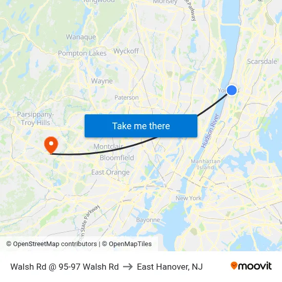 Walsh Rd @ 95-97 Walsh Rd to East Hanover, NJ map