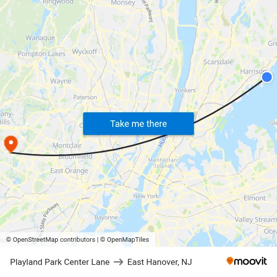 Playland Park Center Lane to East Hanover, NJ map