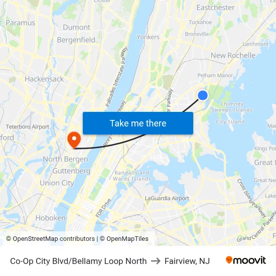 Co-Op City Blvd/Bellamy Loop North to Fairview, NJ map