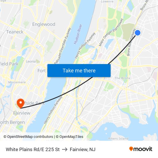 White Plains Rd/E 225 St to Fairview, NJ map