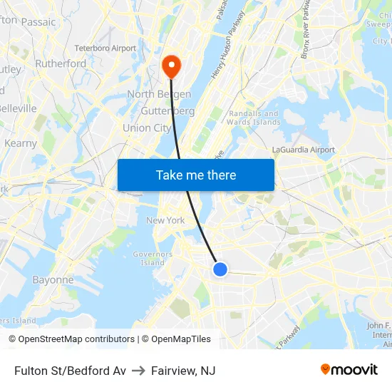 Fulton St/Bedford Av to Fairview, NJ map