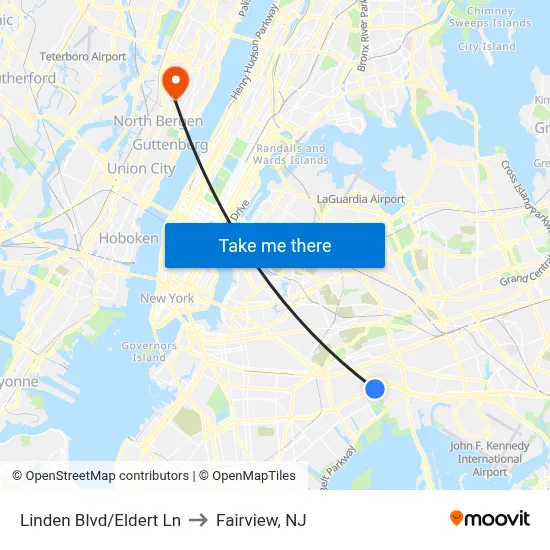 Linden Blvd/Eldert Ln to Fairview, NJ map