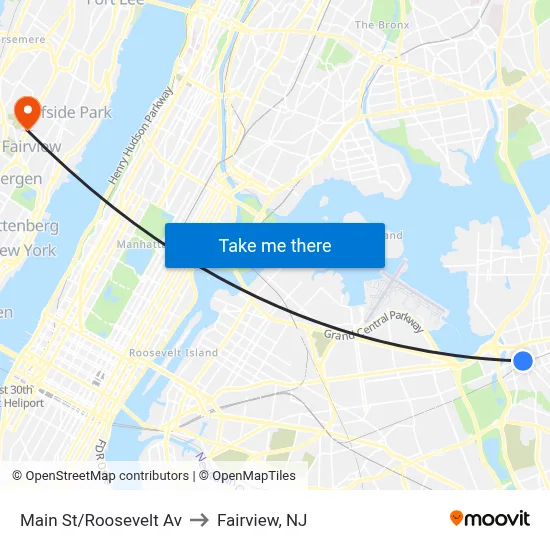Main St/Roosevelt Av to Fairview, NJ map