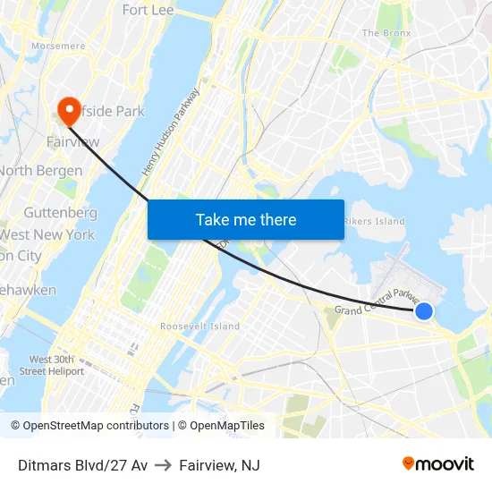 Ditmars Blvd/27 Av to Fairview, NJ map