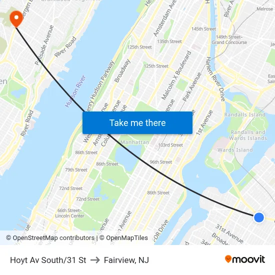 Hoyt Av South/31 St to Fairview, NJ map