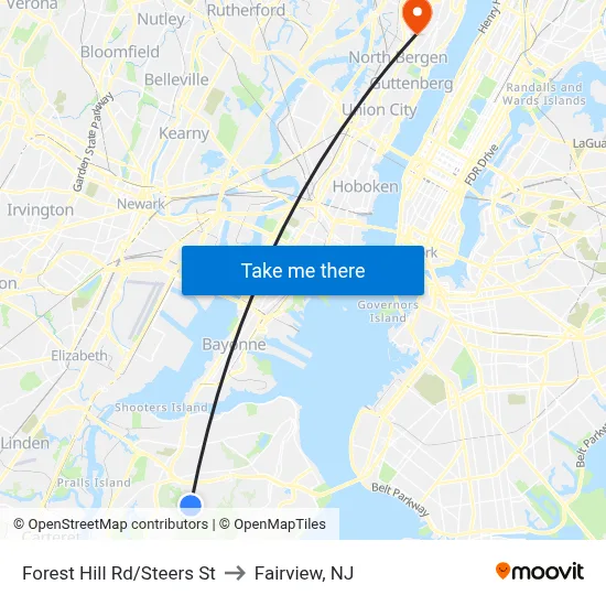 Forest Hill Rd/Steers  St to Fairview, NJ map