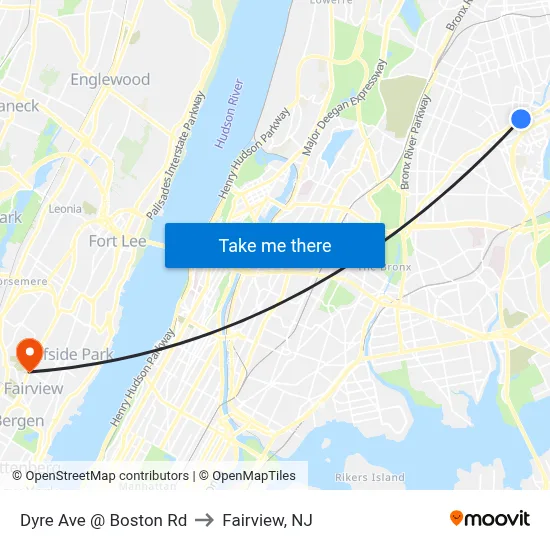 Dyre Ave @ Boston Rd to Fairview, NJ map