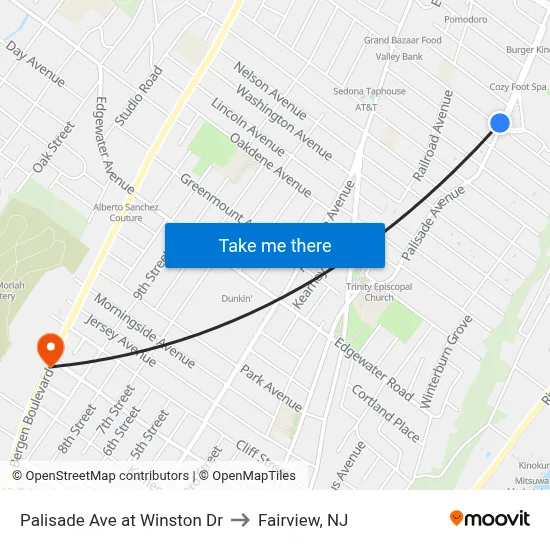 Palisade Ave at Winston Dr to Fairview, NJ map