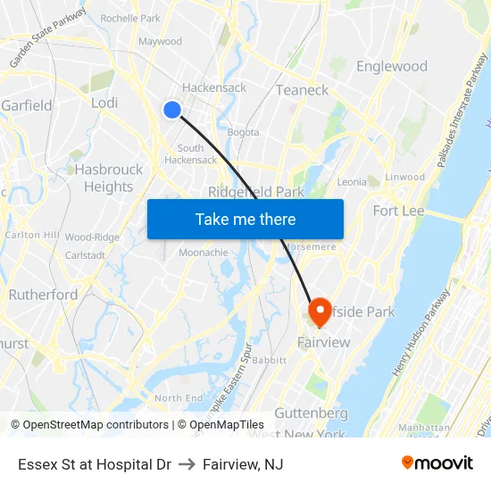 Essex St at Hospital Dr to Fairview, NJ map