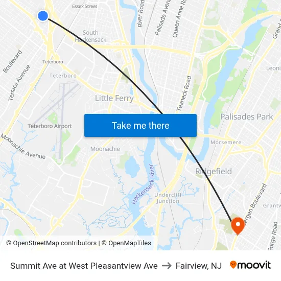 Summit Ave at West Pleasantview Ave to Fairview, NJ map