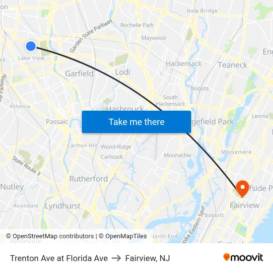 Trenton Ave at Florida Ave to Fairview, NJ map