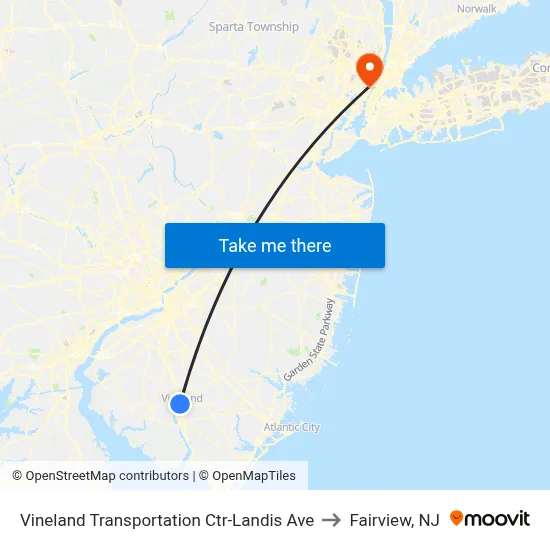 Vineland Transportation Ctr-Landis Ave to Fairview, NJ map