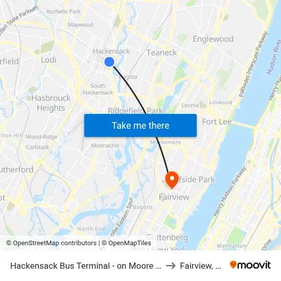 Hackensack Bus Terminal - on Moore St to Fairview, NJ map