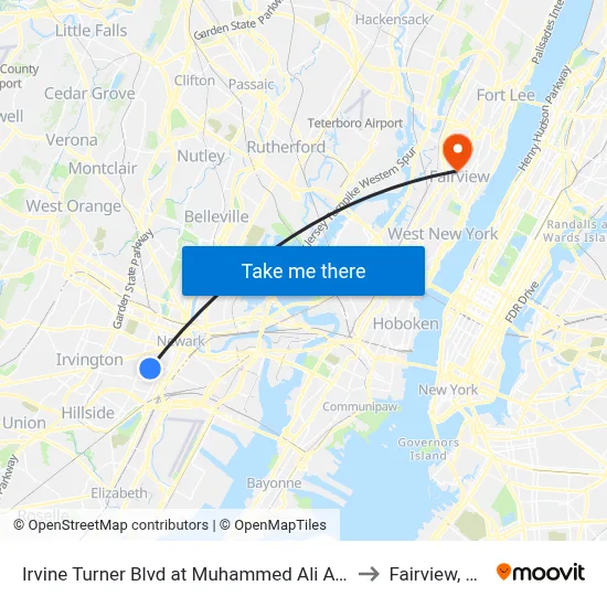 Irvine Turner Blvd at Muhammed Ali Ave to Fairview, NJ map