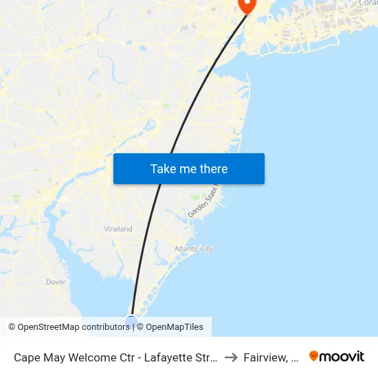 Cape May Welcome Ctr - Lafayette Street to Fairview, NJ map