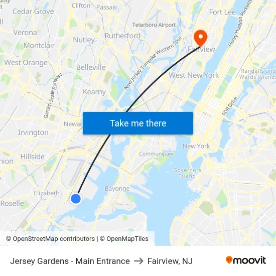Jersey Gardens - Main Entrance to Fairview, NJ map