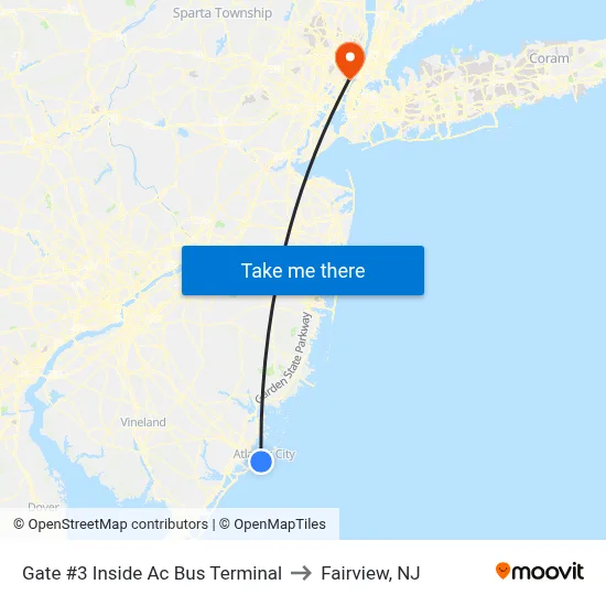 Gate #3 Inside  Ac Bus Terminal to Fairview, NJ map