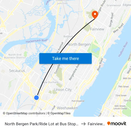 North Bergen Park/Ride Lot at Bus Stop Opposite T to Fairview, NJ map