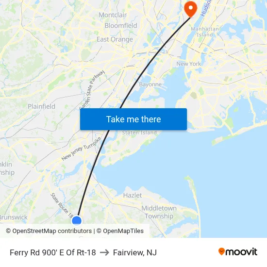 Ferry Rd 900' E Of Rt-18 to Fairview, NJ map