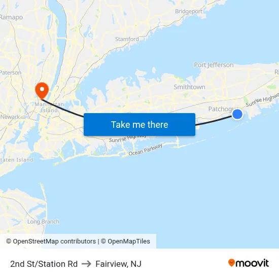 2nd St/Station Rd to Fairview, NJ map