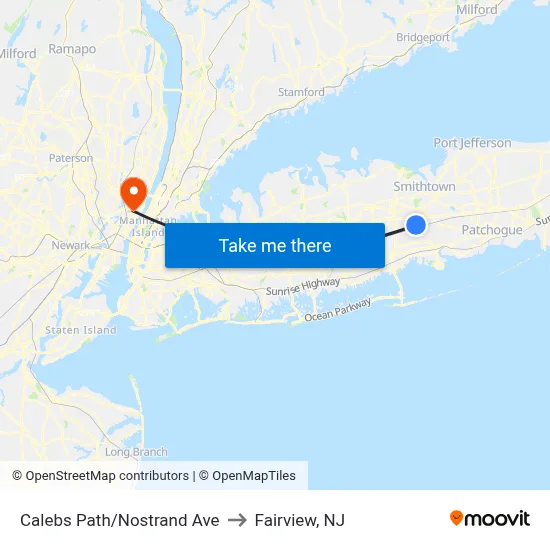 Calebs Path/Nostrand Ave to Fairview, NJ map