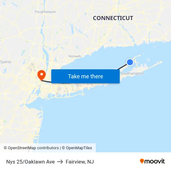 Nys 25/Oaklawn Ave to Fairview, NJ map