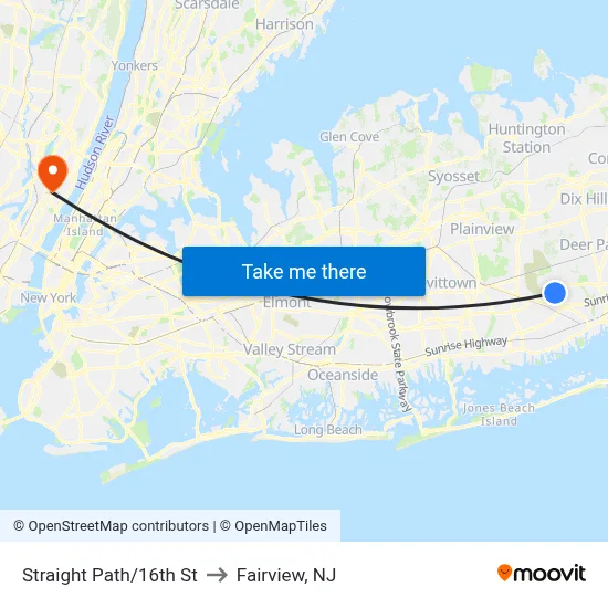 Straight Path/16th St to Fairview, NJ map