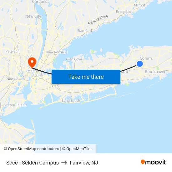 Sccc - Selden Campus to Fairview, NJ map