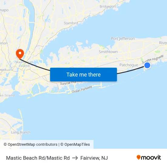 Mastic Beach Rd/Mastic Rd to Fairview, NJ map