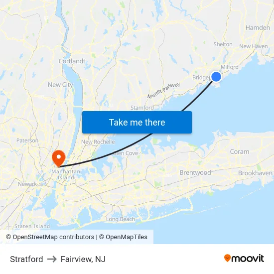 Stratford to Fairview, NJ map