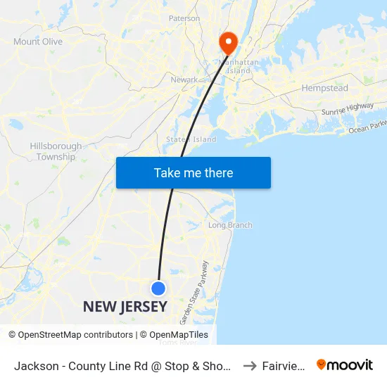 Jackson - County Line Rd @ Stop & Shop (Southbound) to Fairview, NJ map