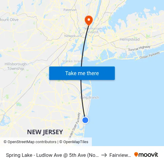 Spring Lake - Ludlow Ave @ 5th Ave (Northbound) to Fairview, NJ map