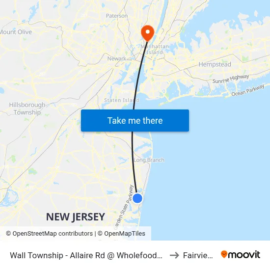 Wall Township - Allaire Rd @ Wholefoods (Northbound) to Fairview, NJ map