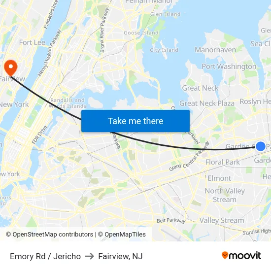 Emory Rd / Jericho to Fairview, NJ map