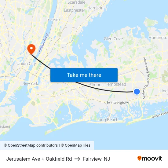Jerusalem Ave + Oakfield Rd to Fairview, NJ map