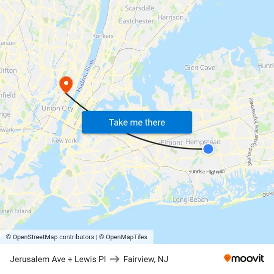 Jerusalem Ave + Lewis Pl to Fairview, NJ map