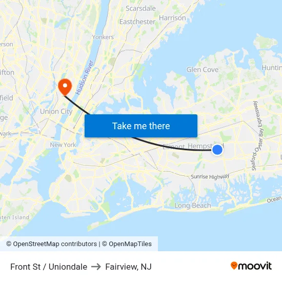 Front St / Uniondale to Fairview, NJ map