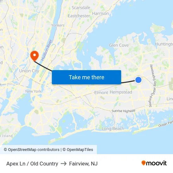 Apex Ln / Old Country to Fairview, NJ map