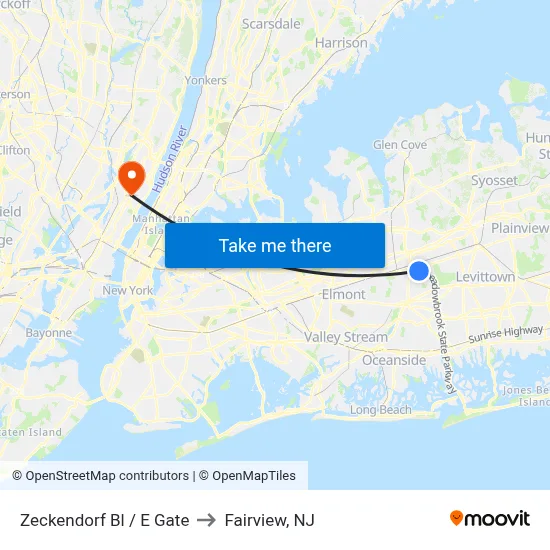 Zeckendorf Bl / E Gate to Fairview, NJ map