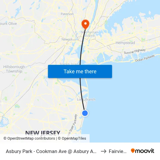 Asbury Park - Cookman Ave @ Asbury Ave (Southbound) to Fairview, NJ map