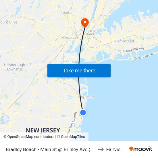 Bradley Beach - Main St @ Brinley Ave (Southbound) to Fairview, NJ map