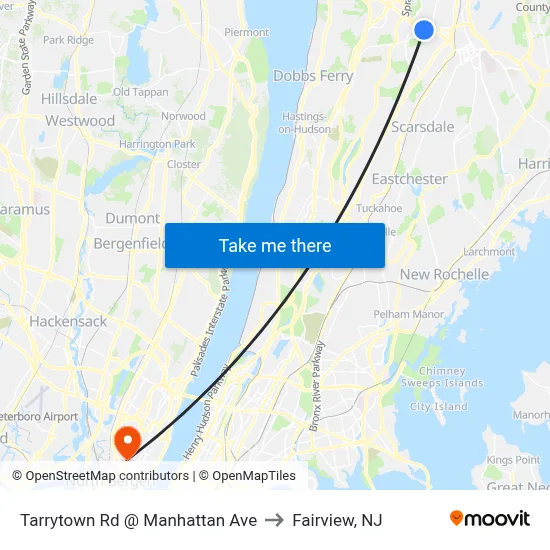 Tarrytown Rd @ Manhattan Ave to Fairview, NJ map