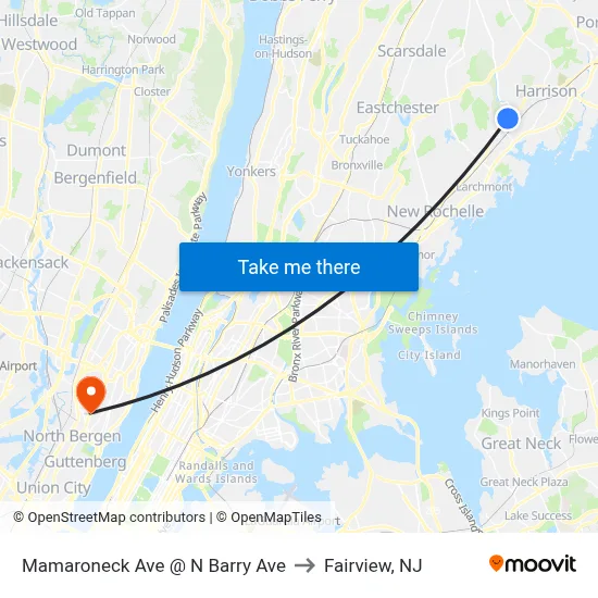 Mamaroneck Ave @ N Barry Ave to Fairview, NJ map