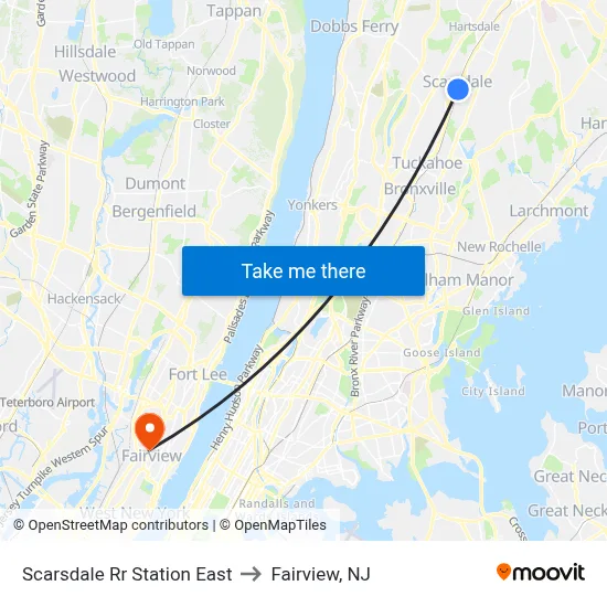 Scarsdale Rr Station East to Fairview, NJ map