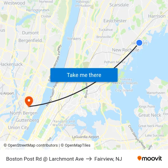 Boston Post Rd @ Larchmont Ave to Fairview, NJ map