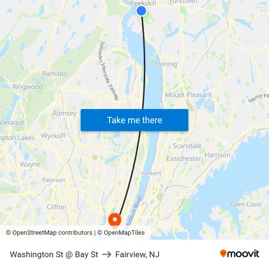 Washington St @ Bay St to Fairview, NJ map