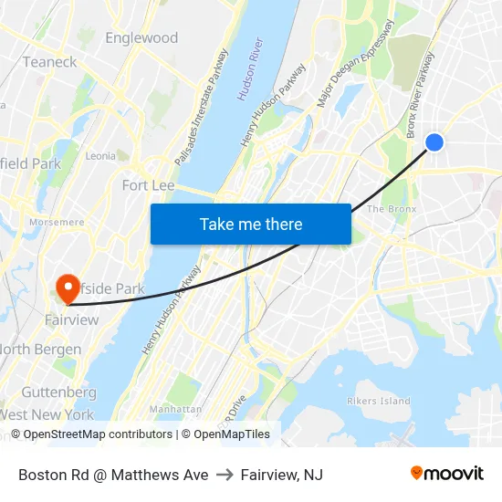 Boston Rd @ Matthews Ave to Fairview, NJ map