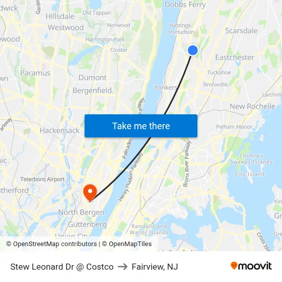 Stew Leonard Dr @ Costco to Fairview, NJ map
